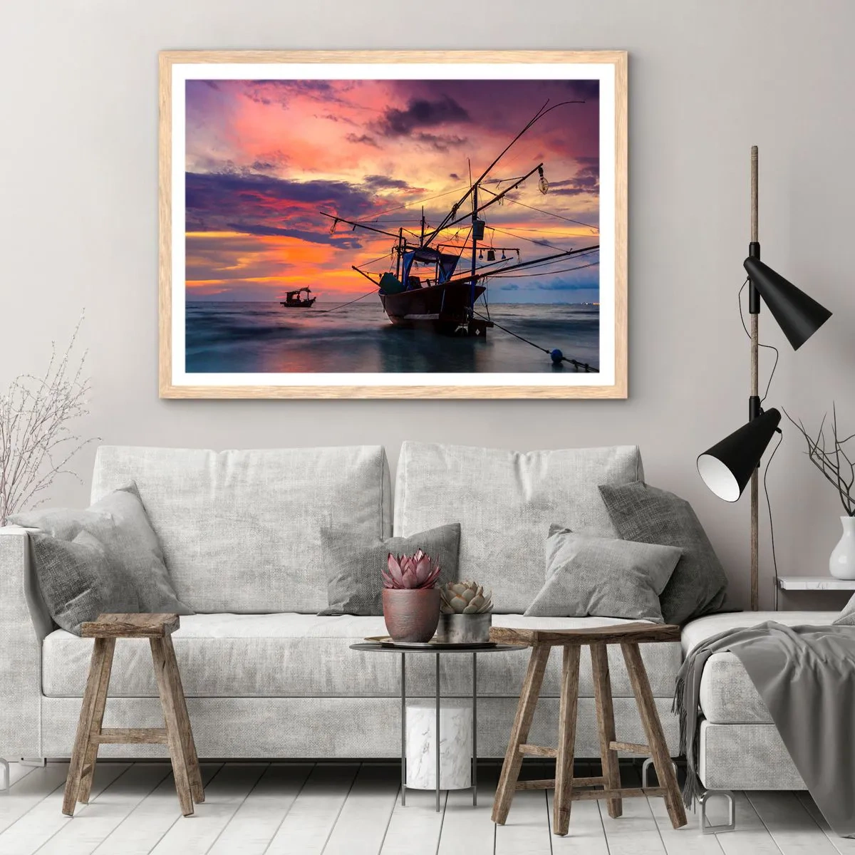 Een poster in een licht eiken lijst - Exotische avond - 100x70 cm