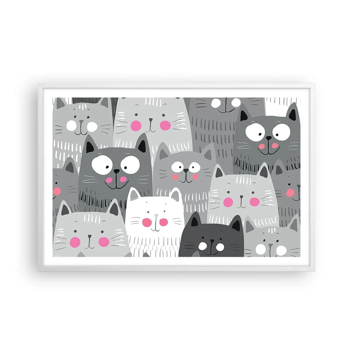 Poster in een witte lijst - De wereld van de kat - 91x61 cm