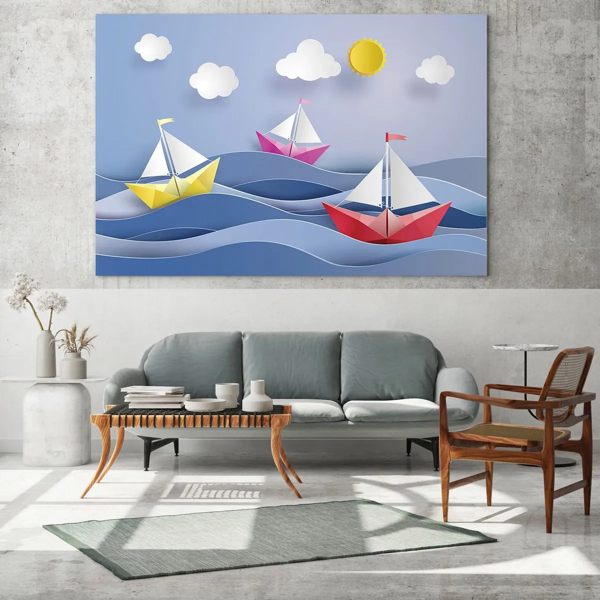 Schilderen op glas - Ah, wat is het heerlijk om in de golven te schommelen - 120x80 cm
