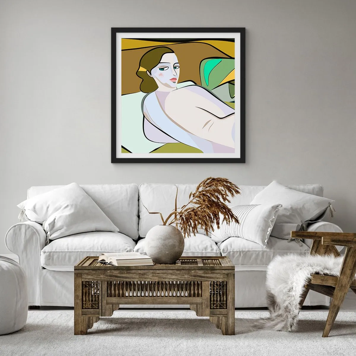 Poster in een zwarte lijst - Intiem portret - 40x40 cm