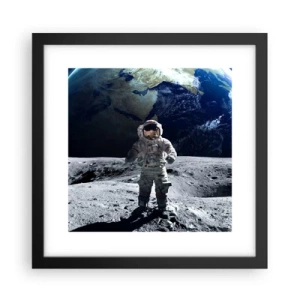Poster in een zwarte lijst - Groetjes van de maan - 30x30 cm
