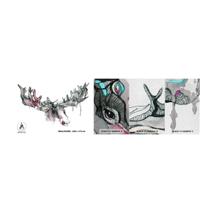Fotobehang Monster Premium Canvas - Kroon van de boskoning - Abstractie, Eland, Natuur - 100x30 cm