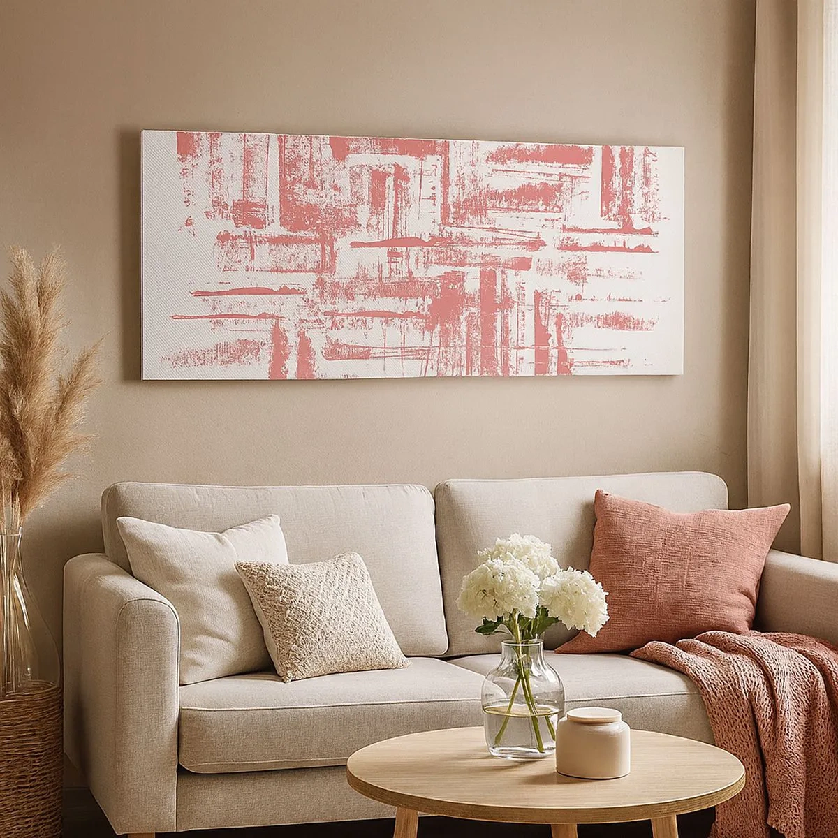 Schilderen op canvas - De rode stad - 100x40 cm