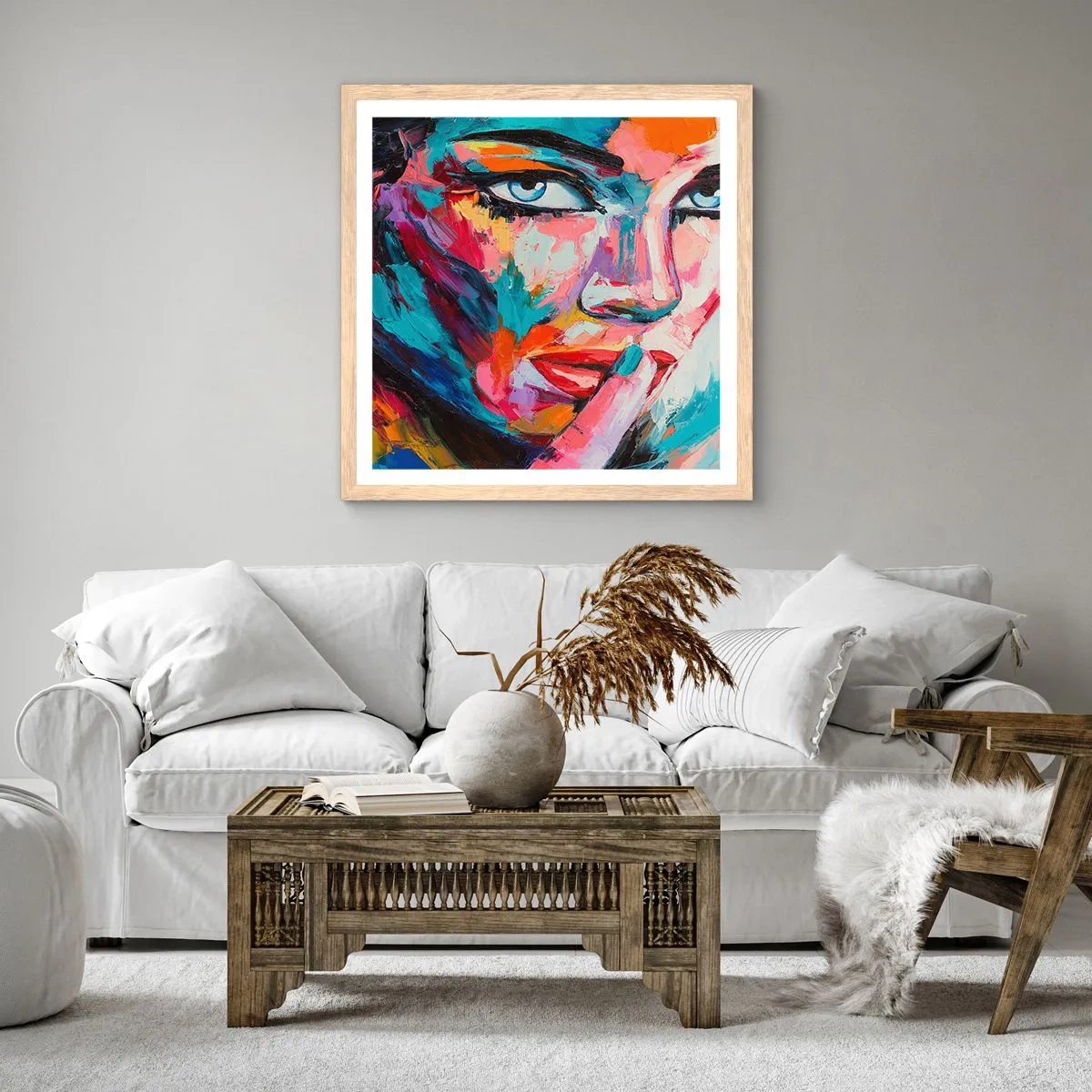 Een poster in een licht eiken lijst - Ons eerste geheim - 60x60 cm