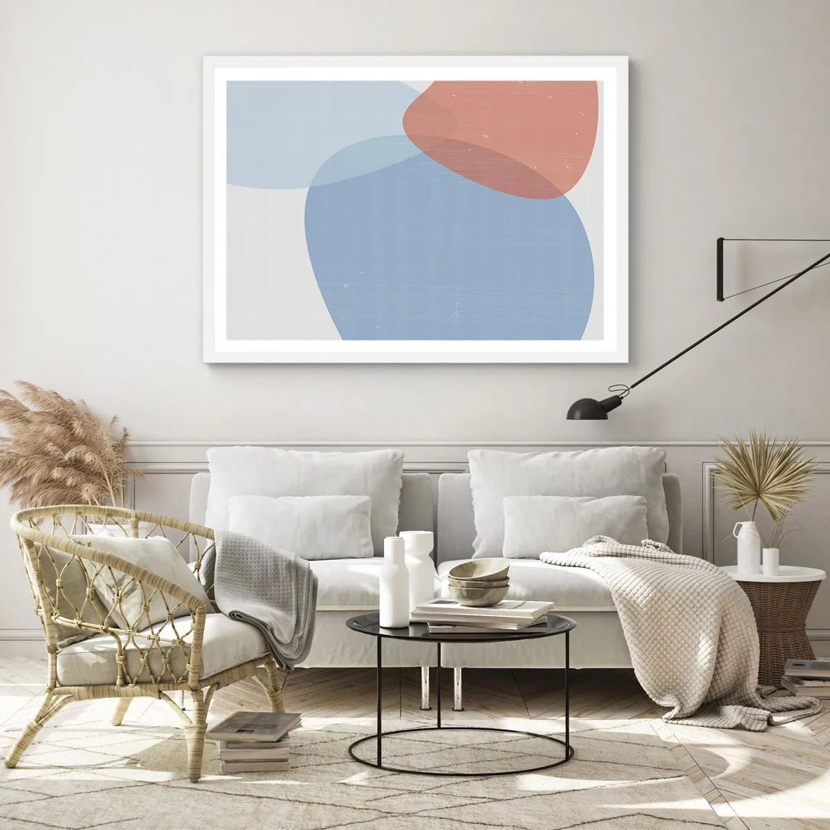 Poster in een witte lijst - Pastelkleurige relaties - 100x70 cm