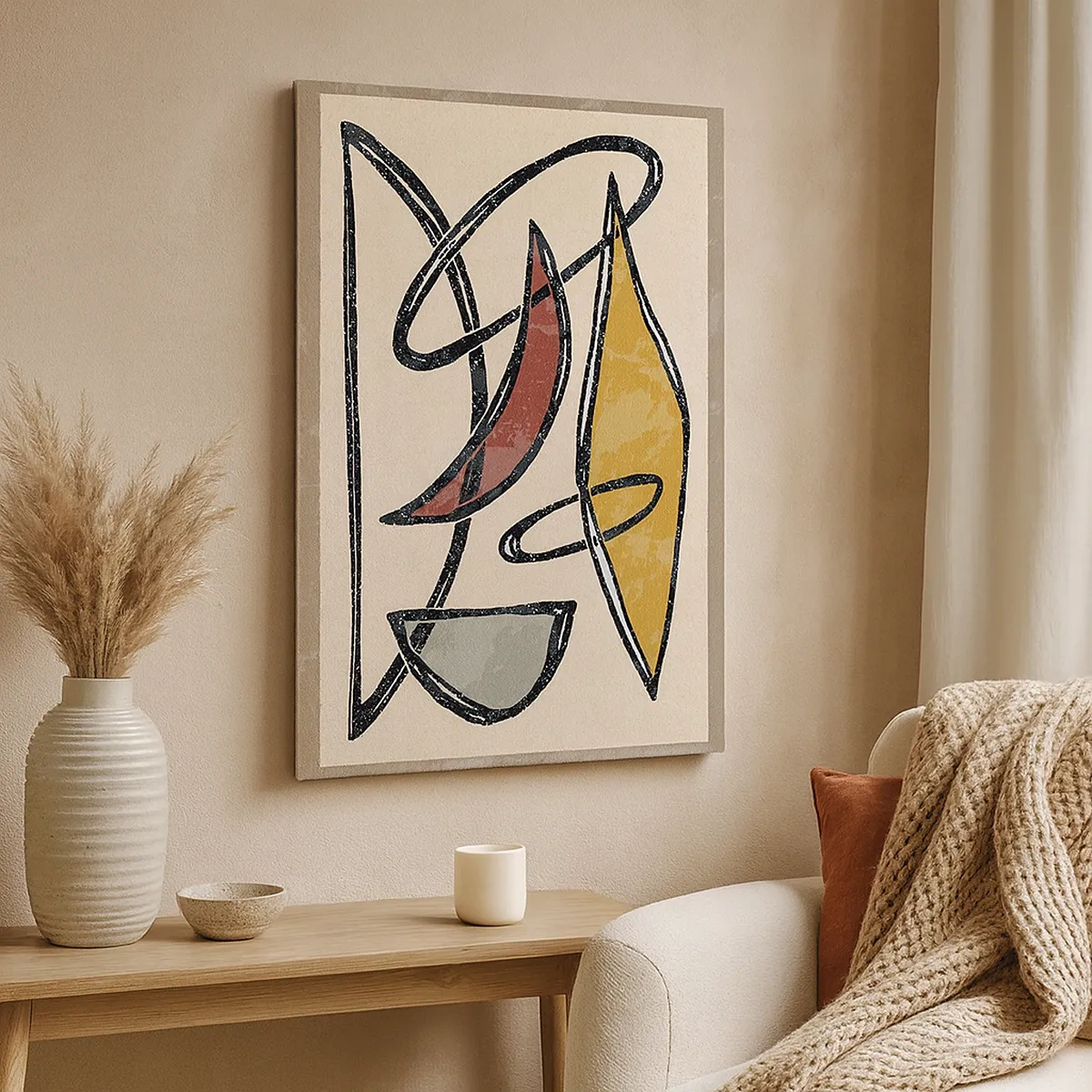 Schilderen op canvas - Compositie – bogen en ovalen - 50x70 cm