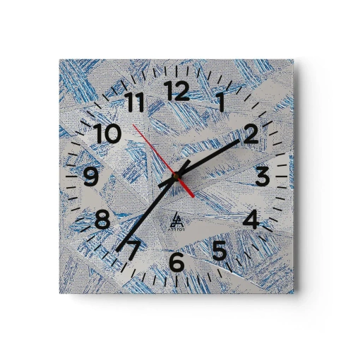 Wandklok - Klok - In een blauwgrijs labyrint - 30x30 cm