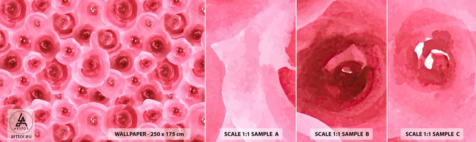 Fotobehang Monster Zelfklevend Deluxe Sticker - Rozen onder en boven - Bloemen, Schoonheid, Romantiek - 100x30 cm