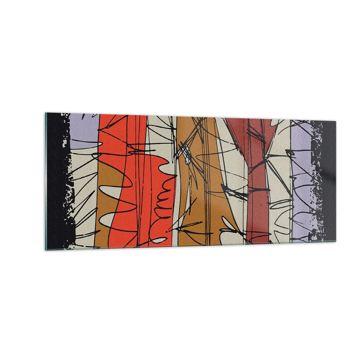 Schilderen op glas - Spontane compositie - 100x40 cm