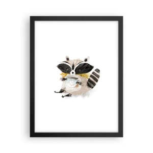 Poster in een zwarte lijst - Mijn vriend de wasbeer - 30x40 cm