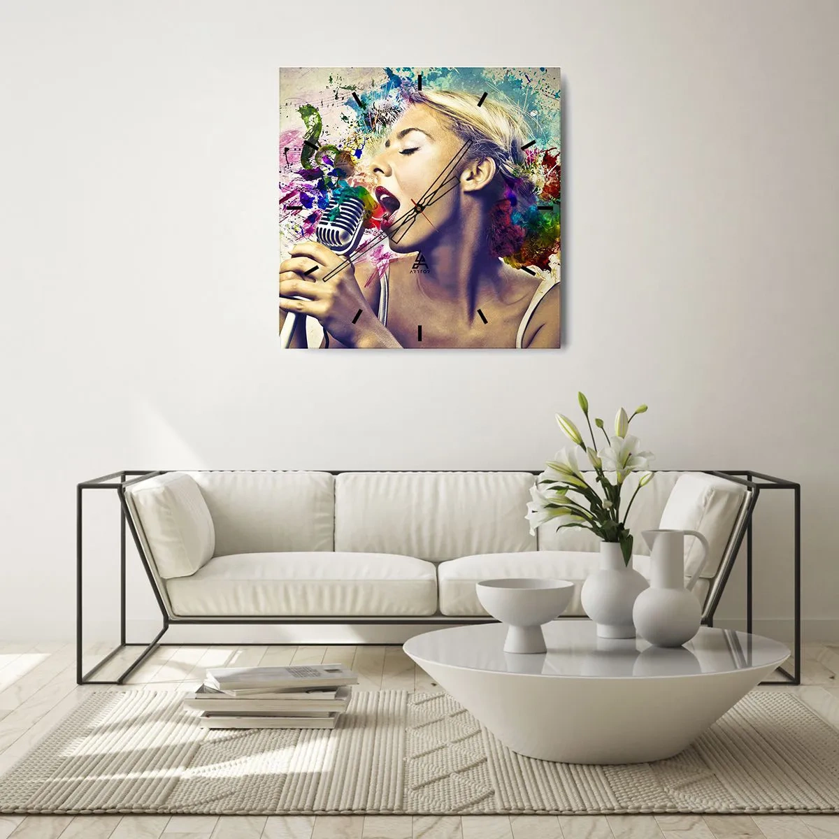 Wandklok - Klok - Schilder de wereld met je stem - 40x40 cm