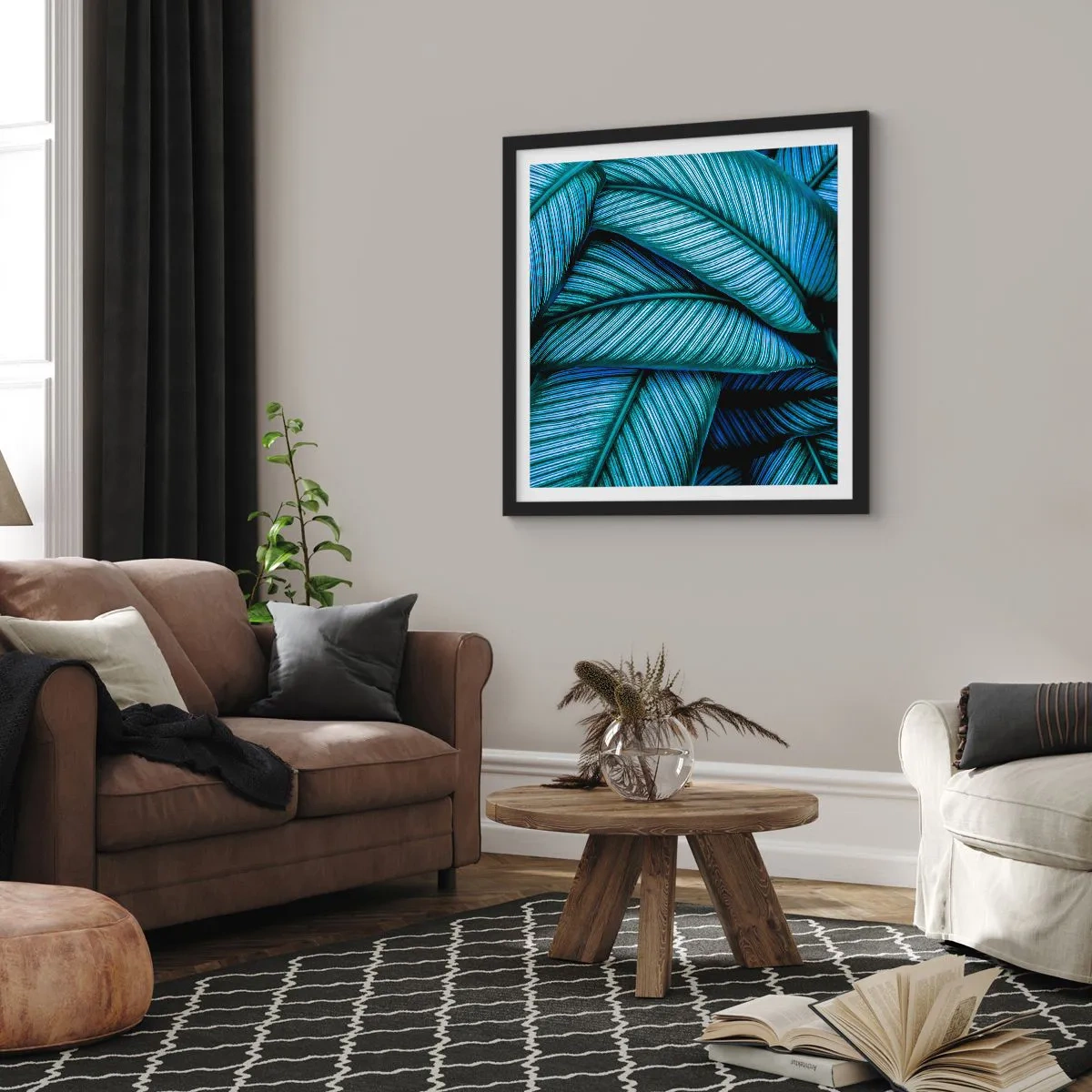 Poster in een zwarte lijst - Levens lijnen - 30x30 cm