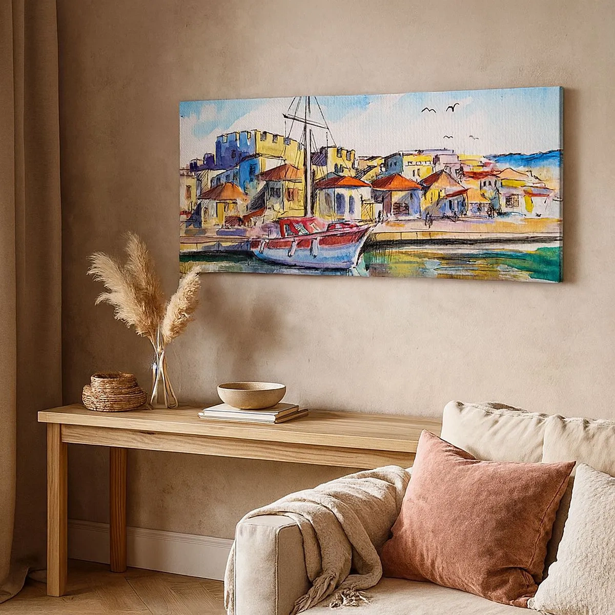 Schilderen op canvas - Regenboogmiddag - 100x40 cm