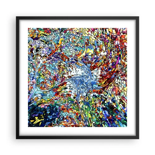 Poster in een zwarte lijst - Glas in lood druppel - 50x50 cm