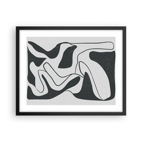 Poster in een zwarte lijst - Abstract doolhofplezier - 50x40 cm