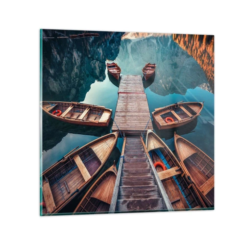 Schilderen op glas - Ik wacht bij de jachthaven - 70x70 cm