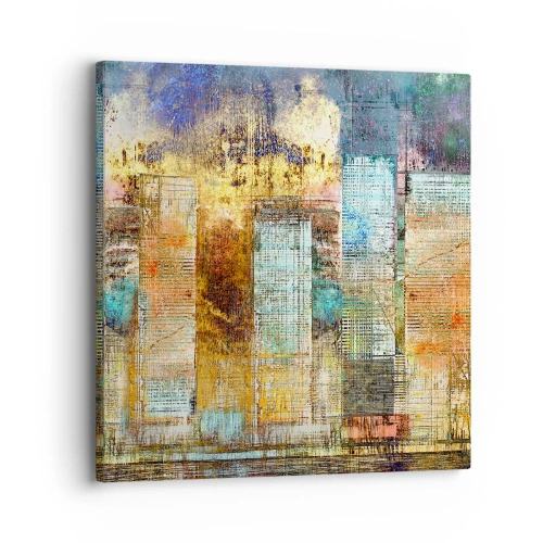 Schilderen op canvas - Een zonnige metropool - 30x30 cm