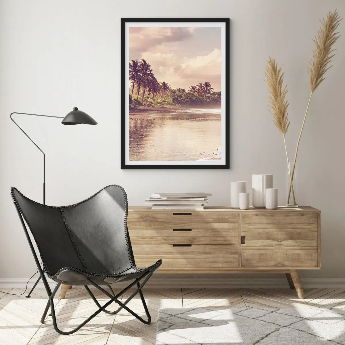 Poster in een zwarte lijst - De streling van de golven - 40x50 cm