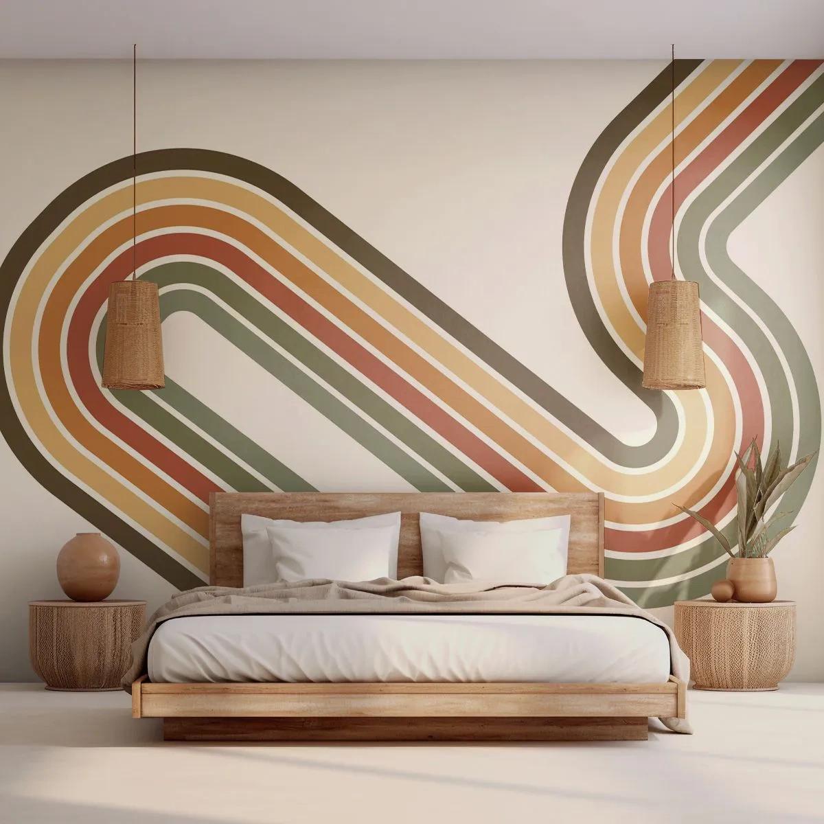 Fotobehang Premium Sand - Zigzag naar het doel - Abstractie, Deel, Modern patroon - 150x105 cm