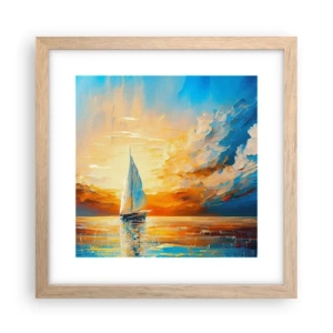 Een poster in een licht eiken lijst - Zeilen in goud - 30x30 cm