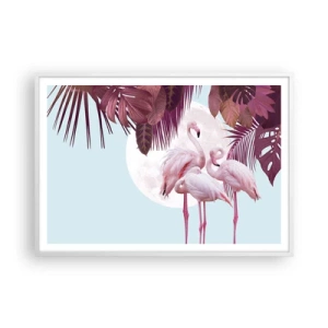 Poster in een witte lijst - Drie vogel genaden - 100x70 cm