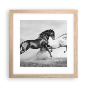 Een poster in een licht eiken lijst - Engelen en duivels - 30x30 cm