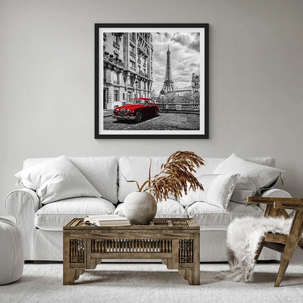 Poster in een zwarte lijst - Roofdier in de stad - 60x60 cm