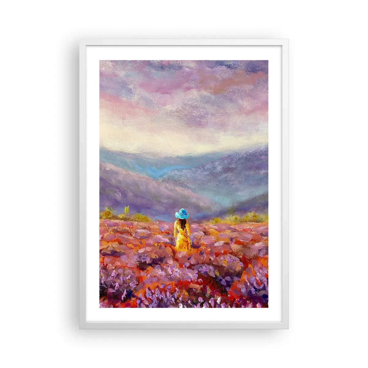 Poster in een witte lijst - In een lavendelwereld - 50x70 cm