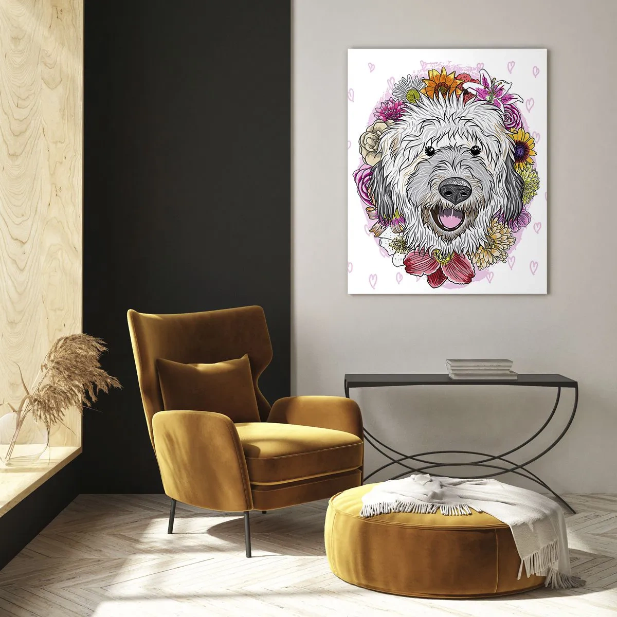 Schilderen op glas - Puppy vreugde - 50x70 cm