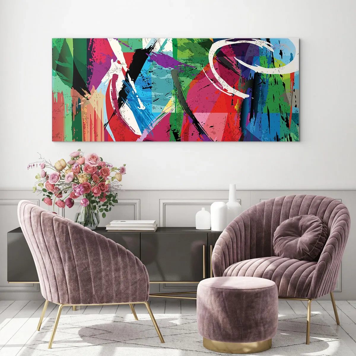 Schilderen op glas - Snel, levendig en opzwepend - 120x50 cm