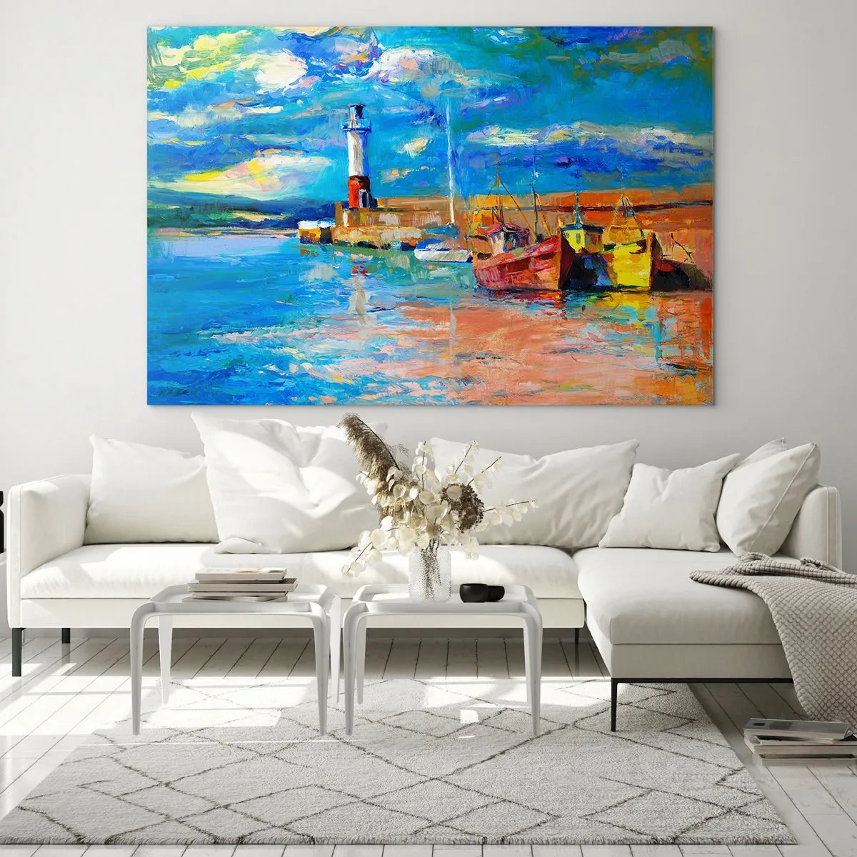 Schilderen op glas - Een middag in de regenboogbaai - 120x80 cm