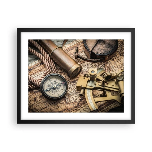 Poster in een zwarte lijst - Zet koers - 50x40 cm