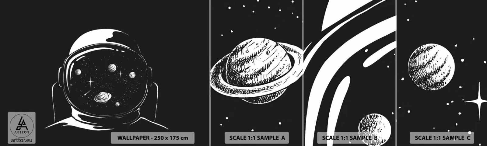 Fotobehang Staaltje Standard Eco - Mooi uitzicht - Astronaut, Kosmos, Universum - 100x30 cm