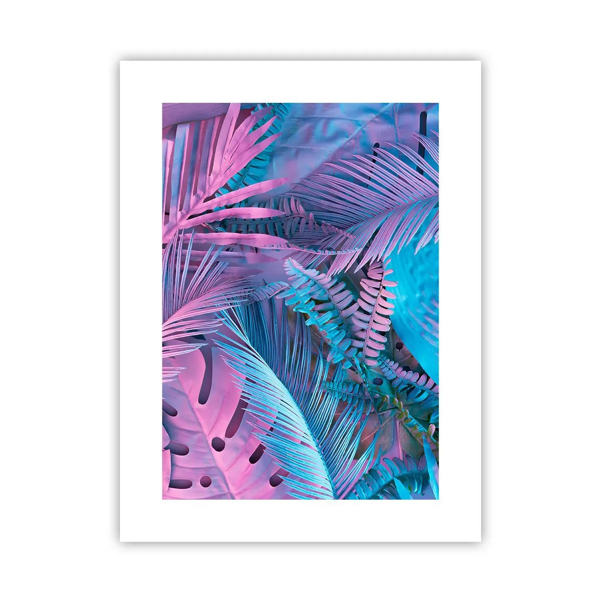 Poster - Tropen in roze en blauw - 30x40 cm