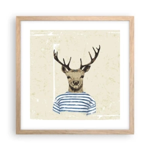 Een poster in een licht eiken lijst - Omdat ik van gestreepte t-shirts hou! - 40x40 cm