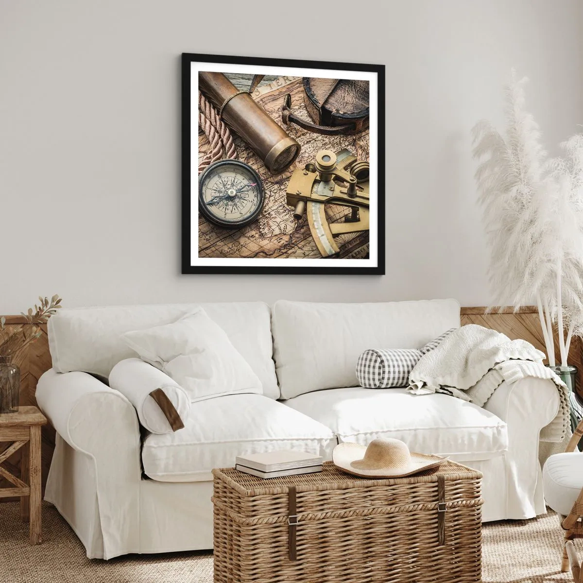 Poster in een zwarte lijst - Zet koers - 50x50 cm