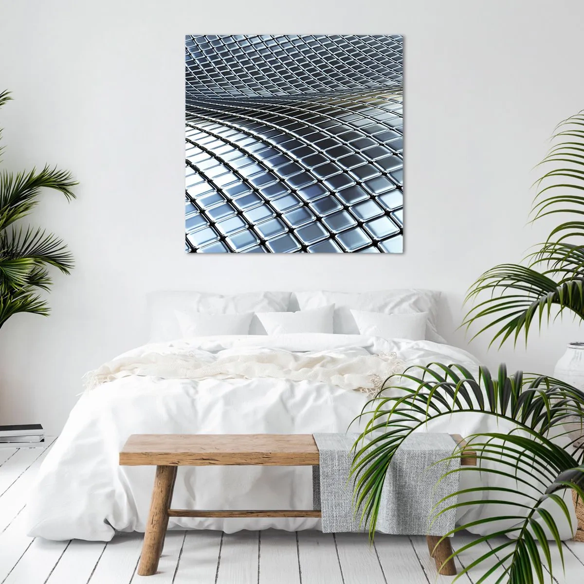 Schilderen op canvas - Metallic zilveren golf - 50x50 cm