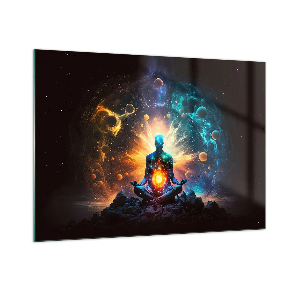 Schilderen op glas - Kosmische vrede - 100x70 cm