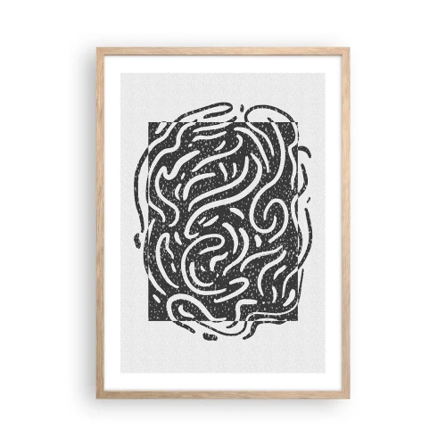 Een poster in een licht eiken lijst - Abstractie: vreugdedans - 50x70 cm