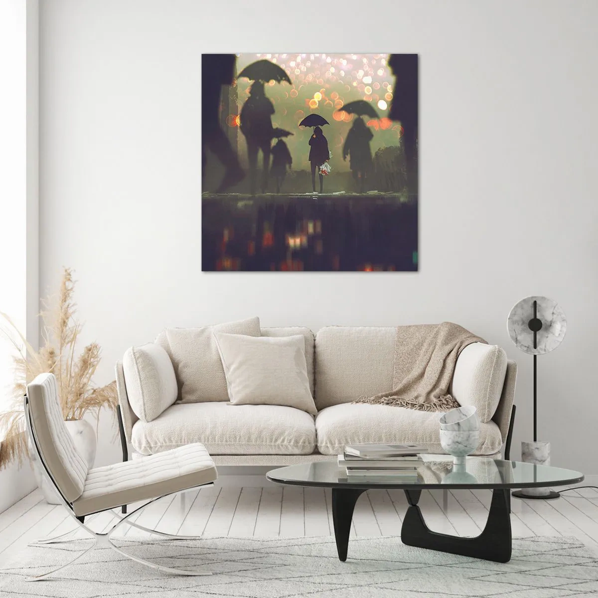 Schilderen op glas - Vanuit het perspectief van een regendruppel - 70x70 cm