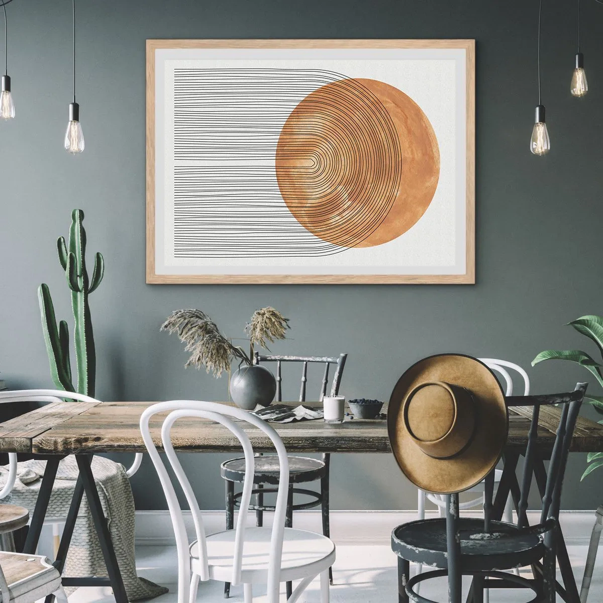 Een poster in een licht eiken lijst - Zonnige compositie - 70x50 cm