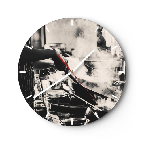 Wandklok - Klok - Een chef-kok aan het werk in de keuken, omringd door stoom - 30x30cm - Alchemie van smaken - Moderne wanddecoratie voor woonkamer, keuken en slaapkamer ARTTOR