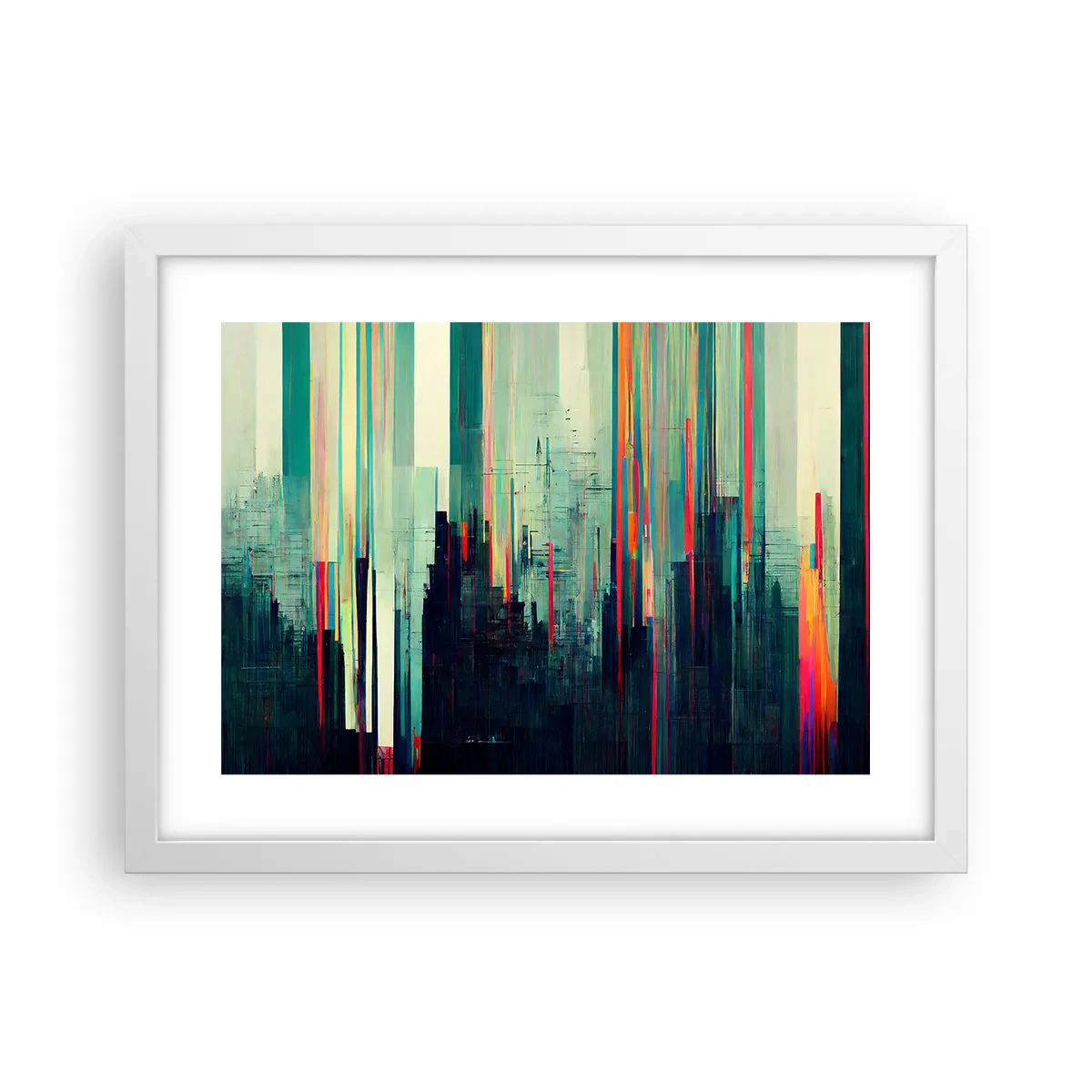 Poster in een witte lijst - Futuristische stad - 40x30 cm