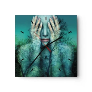 Wandklok - Klok - Ondergedompeld in blauw - 30x30 cm