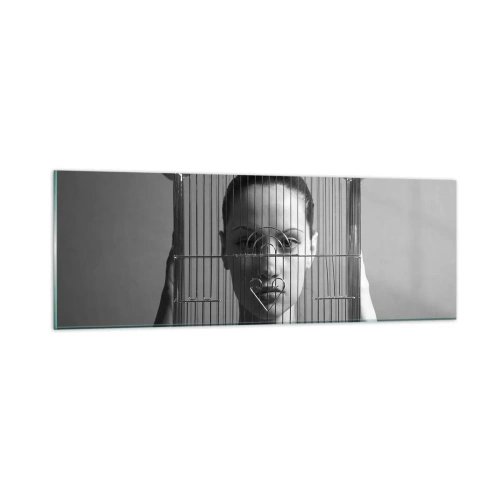 Schilderen op glas - Een ietwat surrealistisch portret - 90x30 cm