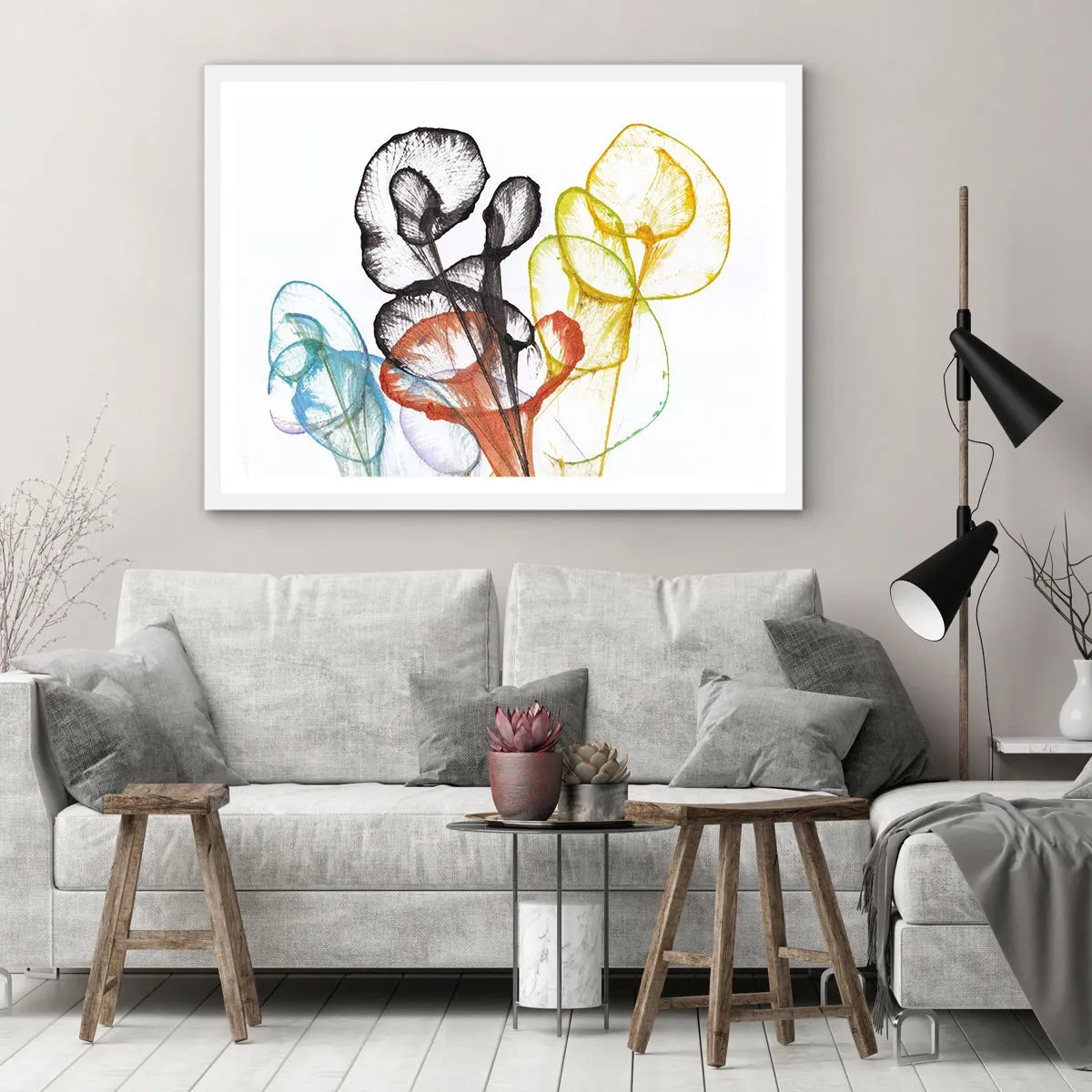 Poster in een witte lijst - Bloemen met een ziel - 50x40 cm