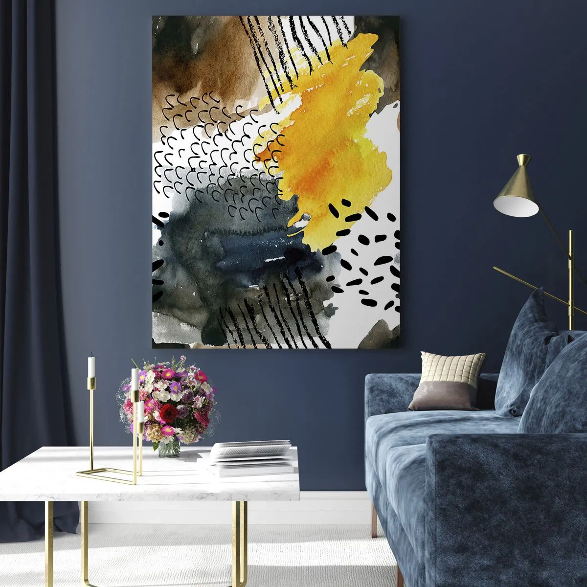 Schilderen op glas - Een ontmoeting van de elementen - 80x120 cm