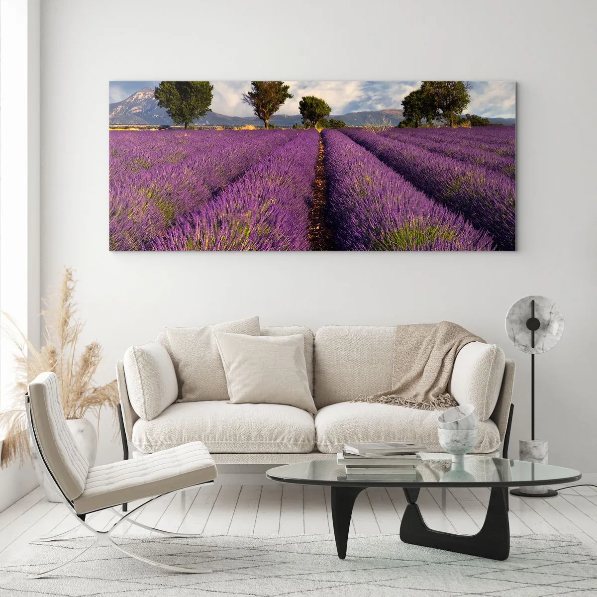 Schilderen op glas - Lavendel velden - 90x30 cm