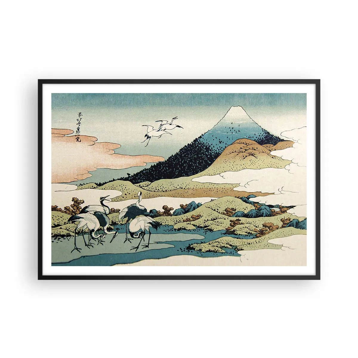 Poster in een zwarte lijst - In de Japanse geest - 100x70 cm