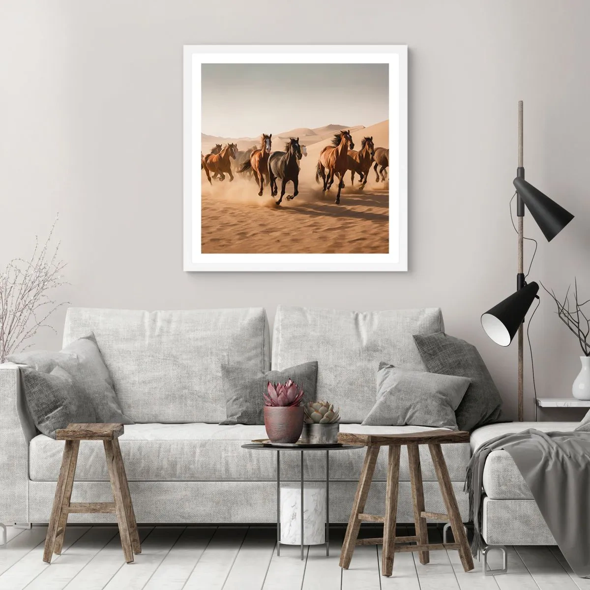 Poster in een witte lijst - Vrij als de wind - 60x60 cm